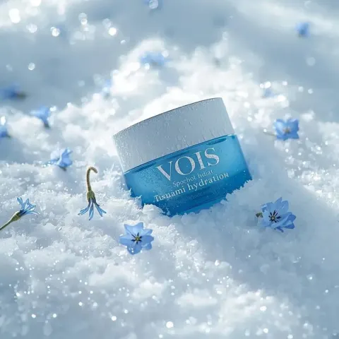 Icy Blue Cream Blooms in Snow