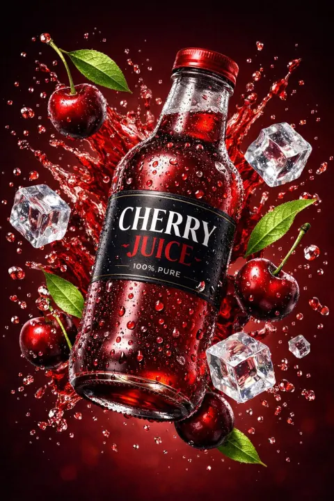 Premium Cherry Juice Commercial Shot