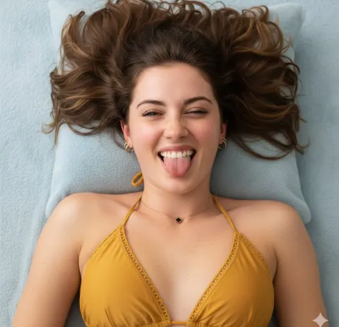 Playful Girl Winking Tongue Out