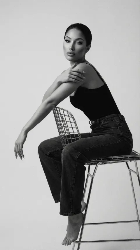 Minimalist Black White Chair Portrait
