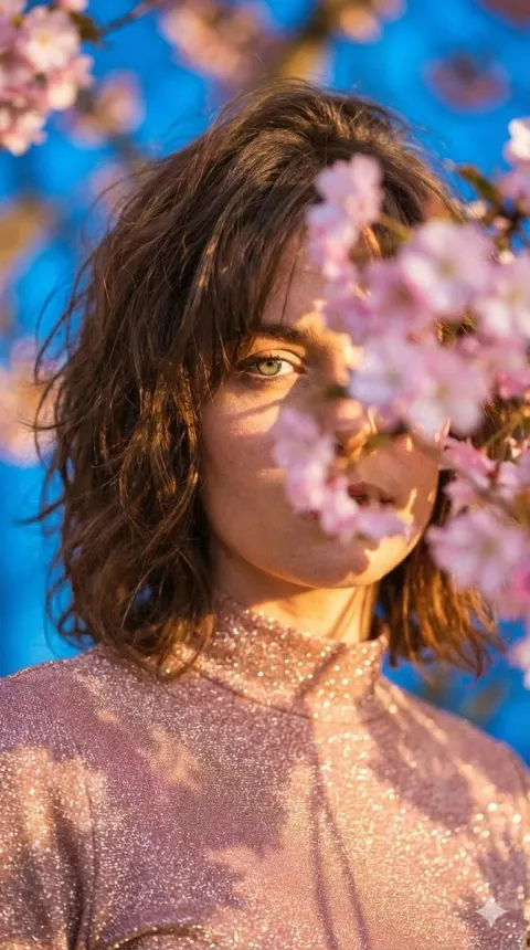 Poetic Gaze Through Spring Blossoms