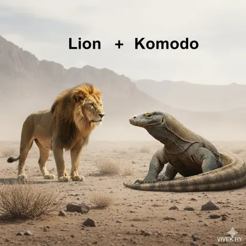 Lion Vs Komodo Desert Standoff