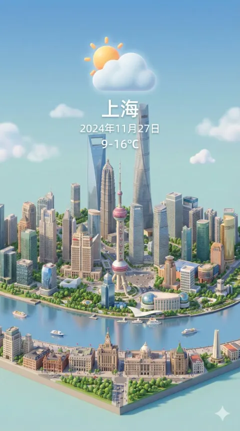 Shanghai Weather Miniature Scene