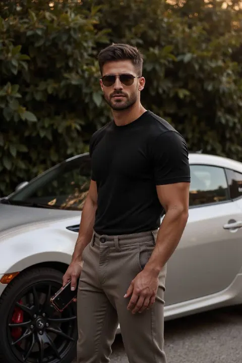 Stylish Man with Sports Car