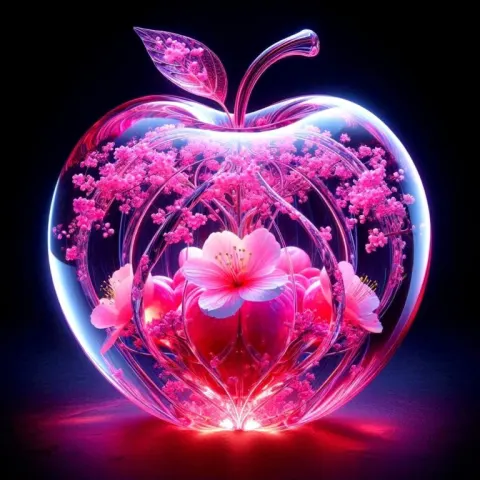Emerald Resin Apple Filled With Sakura Blossoms