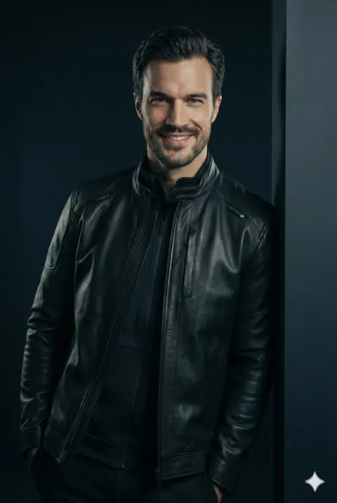 Futuristic Leather Jacket Portrait