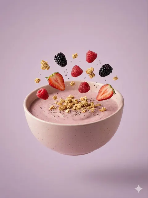 Floating Smoothie Bowl Commercial Shot