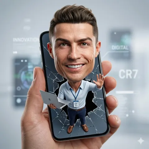 Hyper-Realistic 3D Caricature Breaking Screen