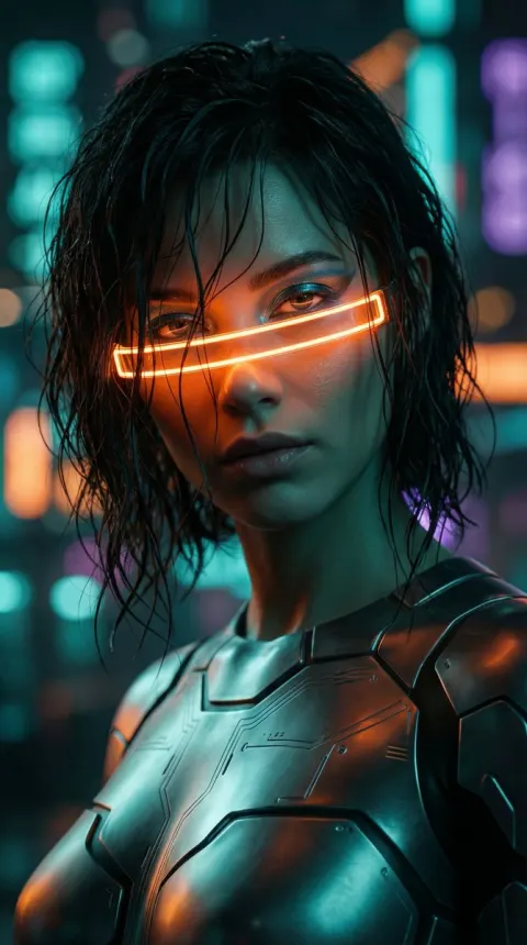 Cyberpunk Neon Editorial Portrait