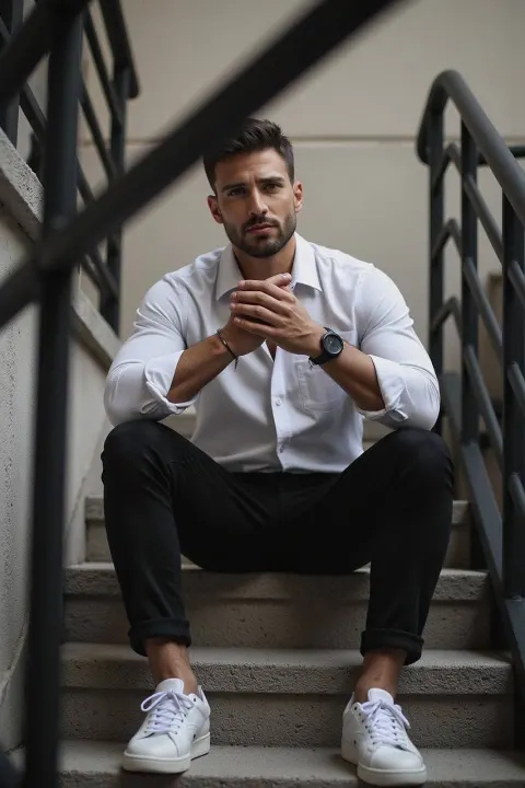 Stairwell Fashion Editorial Portrait