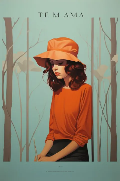Pastel Shaded Woman in Lilac on Yellow Minimalism