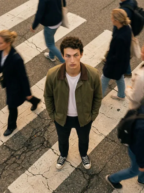 Cinematic Overhead Urban Portrait
