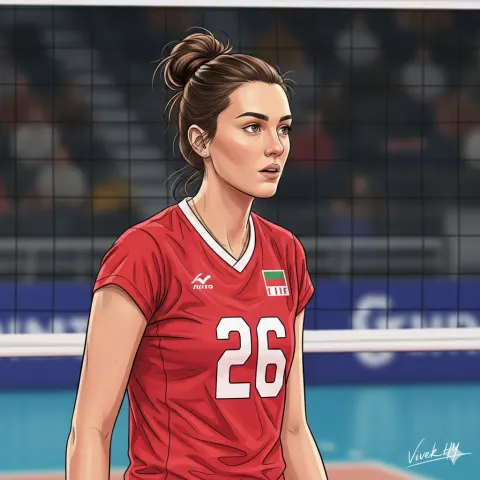 Focused Female Volleyball Player Portrait