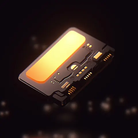 Sim Card Miniaturecore Render on Black Background