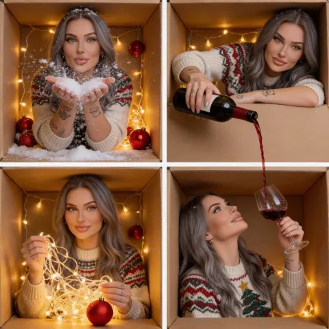 Christmas Box Four-Panel Portrait