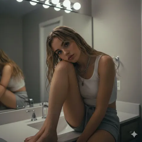 Melancholic Bathroom Portrait