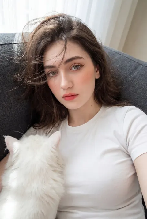 Cozy Selfie with Fluffy Cat