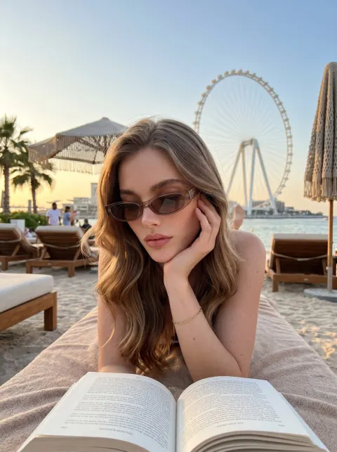 Dubai Sunset Beach Reading Vibes