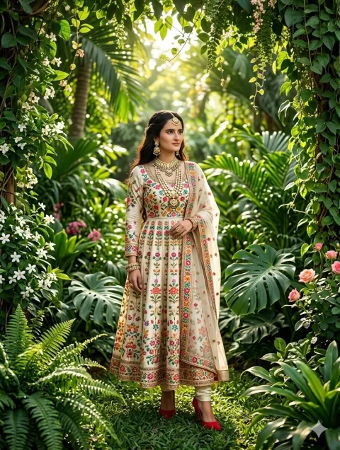 Indian Anarkali Garden Portrait