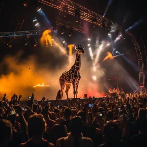 DJ Giraffe Headlining Festival Stage With Pyrotechnics