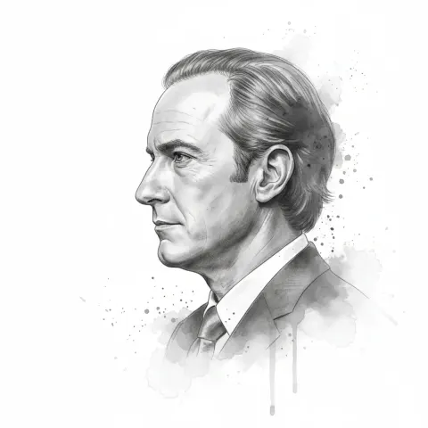 monochromatic ink portrait of Saul