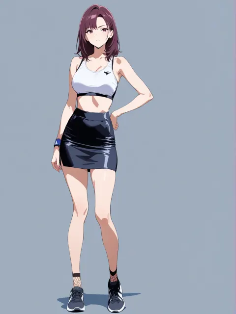 Anime girl in pencil skirt