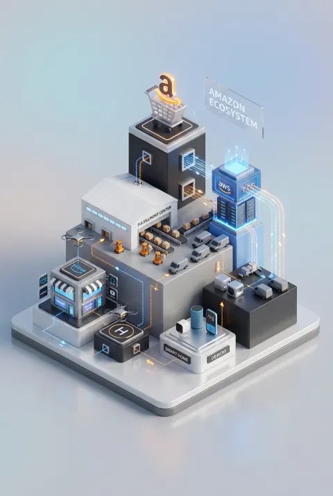 3d mini-ecosystem island of amazon e-commerce