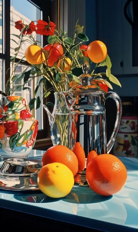Vintage Kitchen Still Life Hyperrealism Light Play