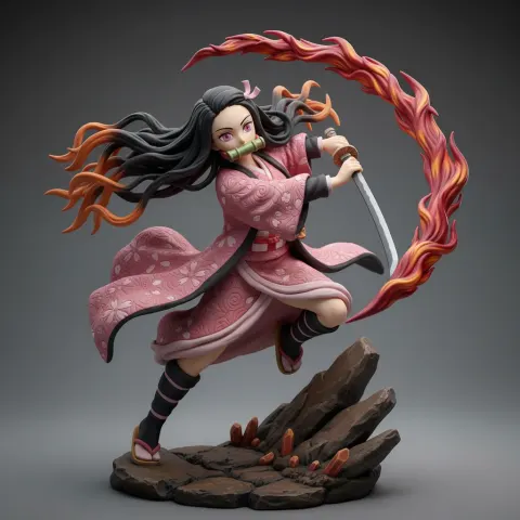 3d sculpted clay model of kamado nezuko