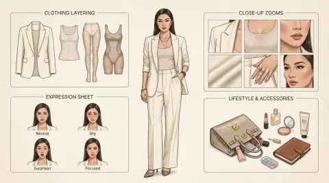 Fashion concept breakdown sheet inrealistic style