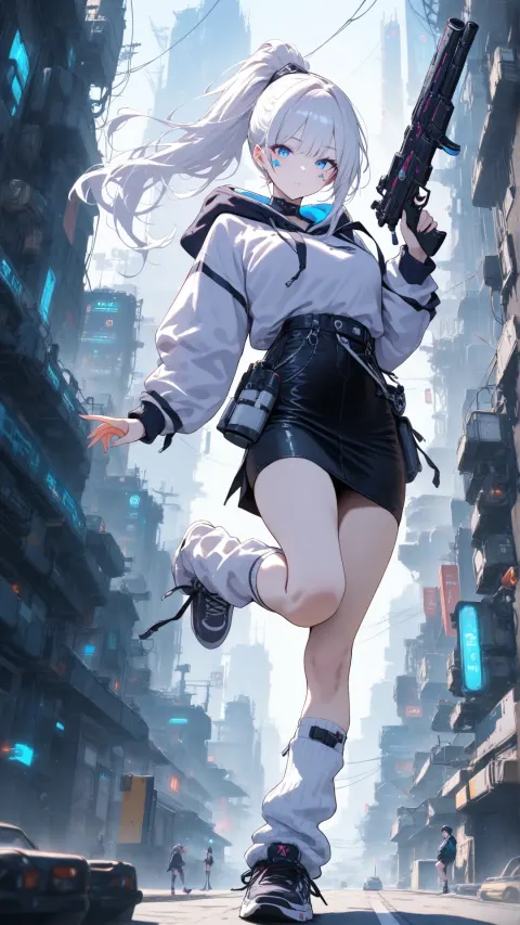 Anime OC scifi girl with gun