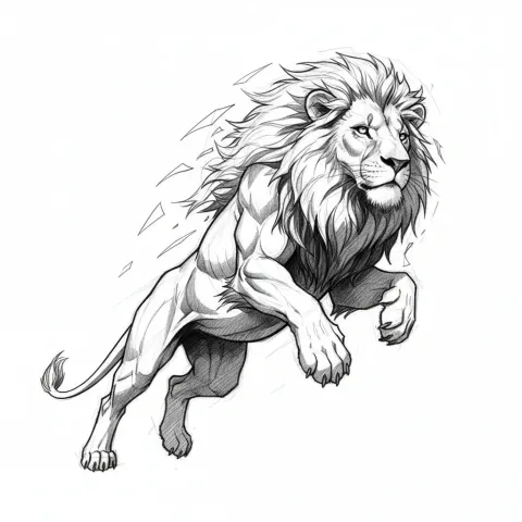 Pencil sketch illustration of lion