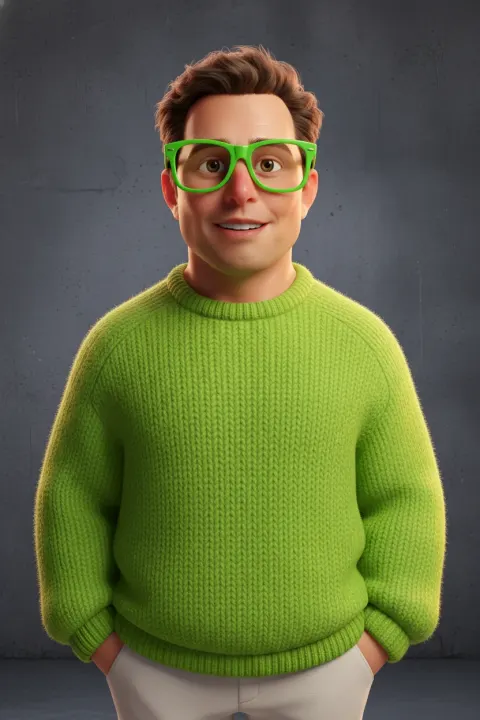 3D pixar style avatar of Elon Musk