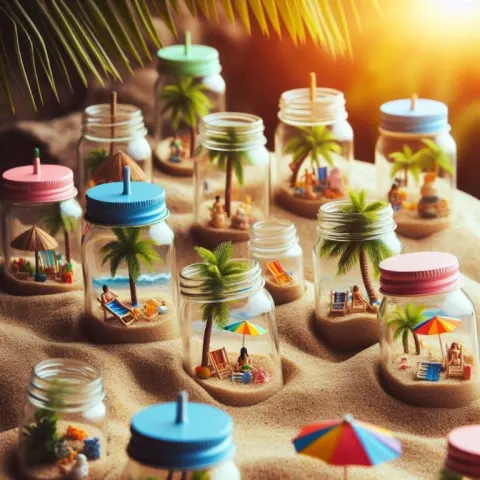 Beach Themed Mason Jars Still Life