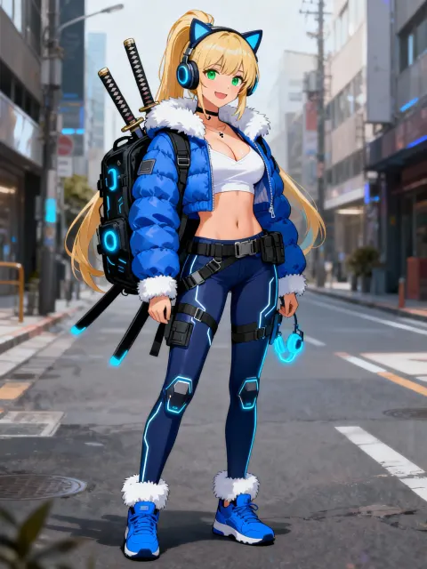 Anime waifu with weapon