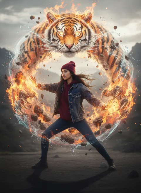 Hyper-realistic avatar with tiger