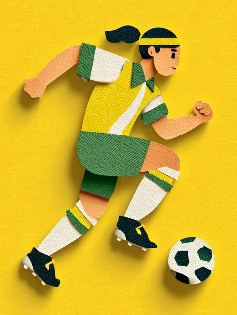 Paper cut out of football player