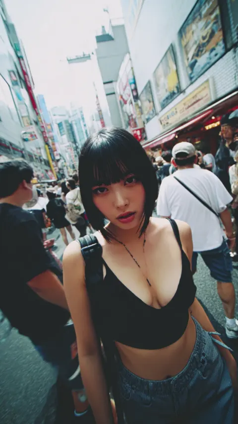 Candid snapshot of young East Asian woman
