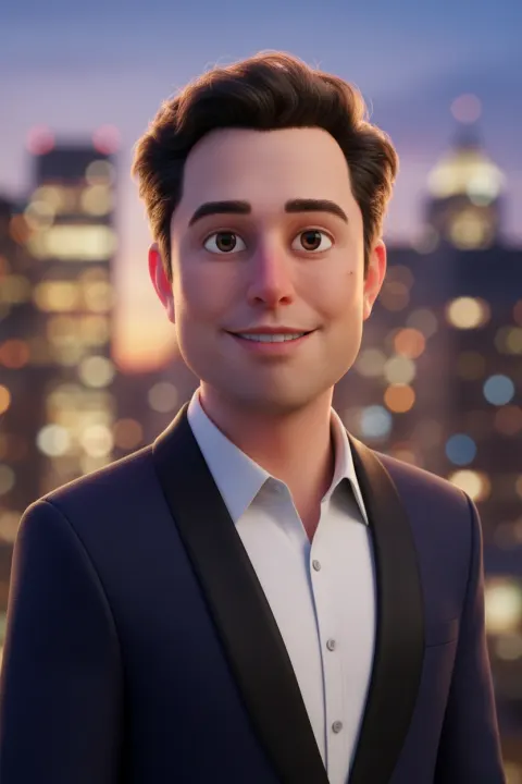 Pixar style portrait of elon musk