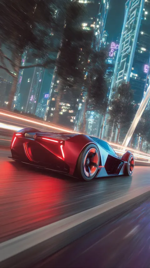 F1 hypercar speeding on a futuristic highway