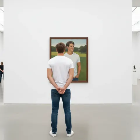 Meet yourself painting portrait in gallery