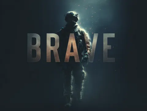 Cinematic minimalist poster Brave and soldier
