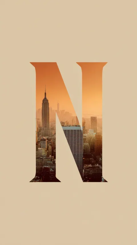 minimalist graphic poster of letter N and New York