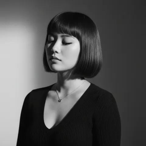 Black and white close-up portrait
