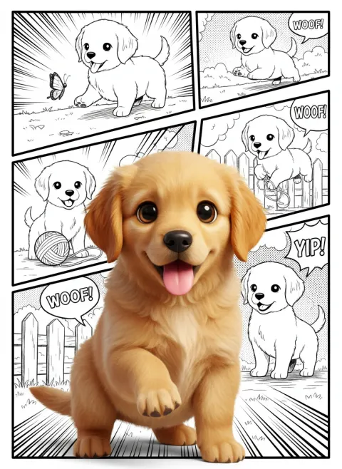 Chibi style of playing dog
