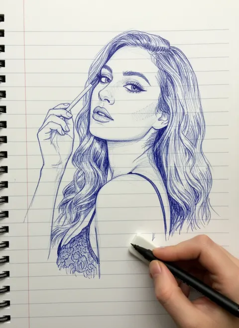 Photo-style line drawing sketch
