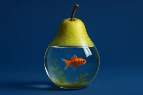 Pear-shaped transparent glass container