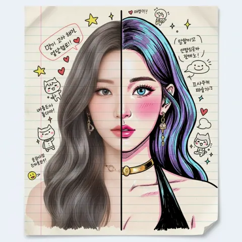 A vibrant real-and-comic fusion portrait