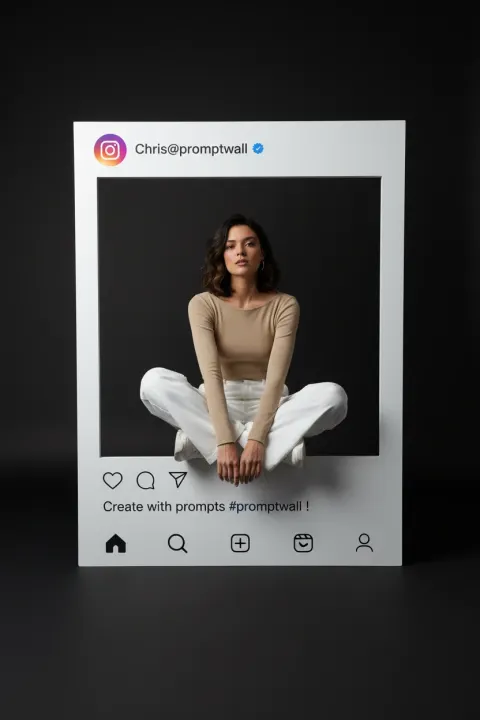Social media frame cutout portrait of Instagram