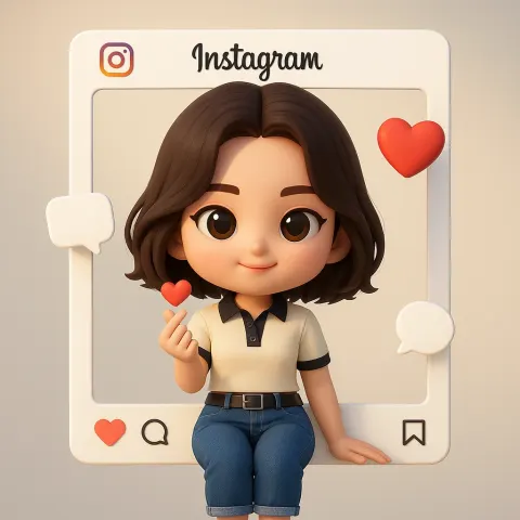 3D chibi character in Instagram style